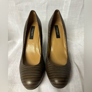 Ann Taylor Platform Wedges Kamela Exotic Embossed Leather Wedges SZ 7